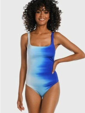 La Blanca Sapphire Ocean Oasis One Piece Swimsuit Removable Cups Blue
